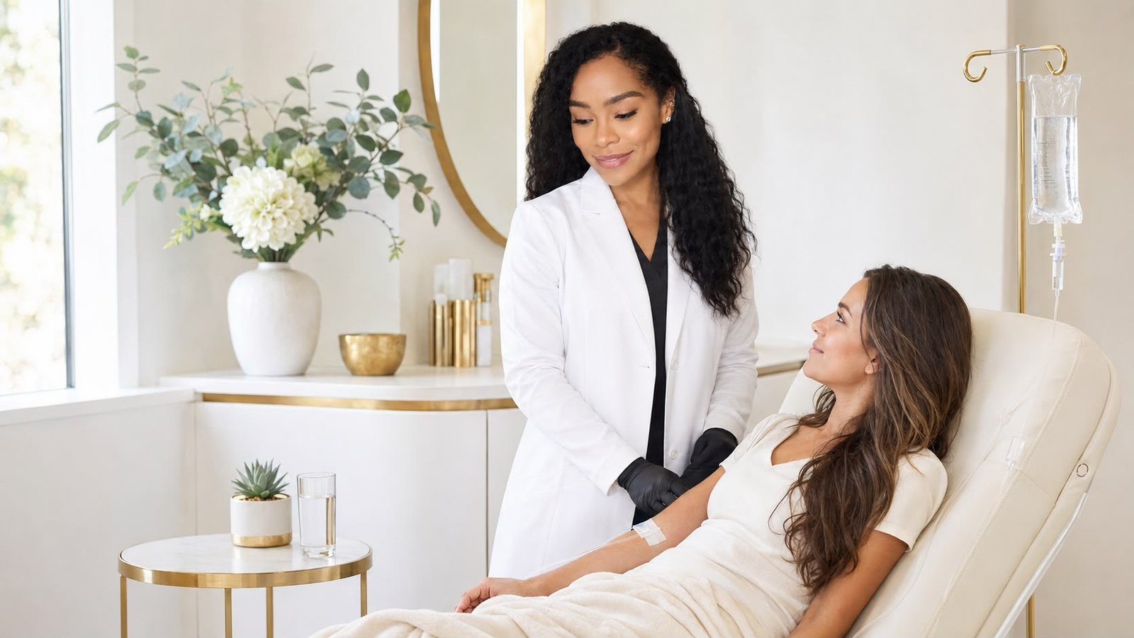 Post-summer detox IV therapy bag being administered at Vignieri Aesthetics in Morris Park, Bronx