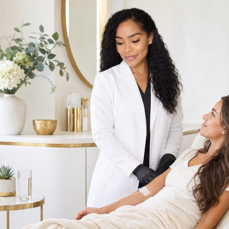 Post-summer detox IV therapy bag being administered at Vignieri Aesthetics in Morris Park, Bronx
